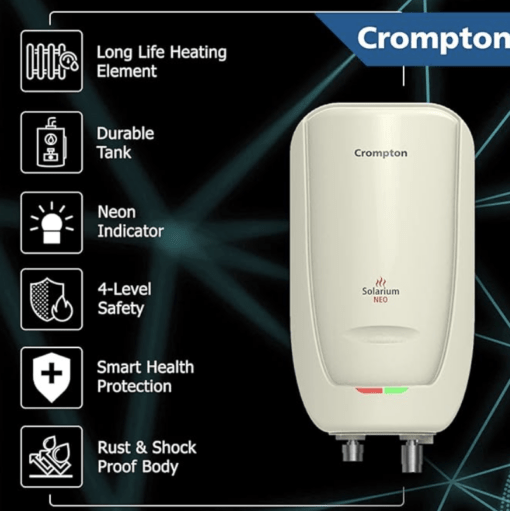 Crompton Solarium Neo 3-Litre, 3KW Instant Water Heater/Geyser with Rust Free ABS Body (Ivory) - Image 3